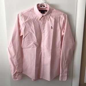 Ralph Lauren, slim fit, pink striped women’s blouse